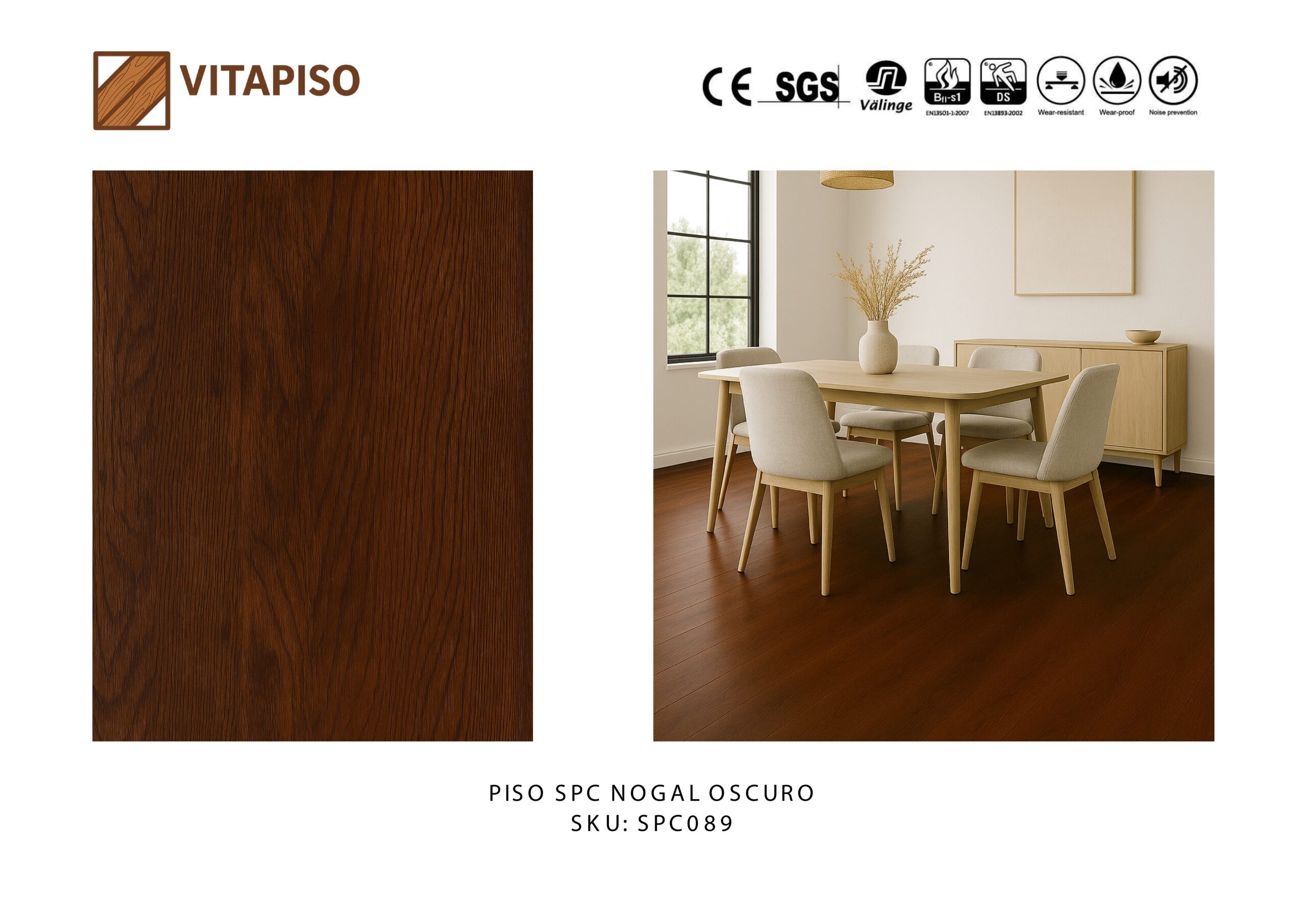 Piso SPC Nogal Oscuro Caja 2.68 M2