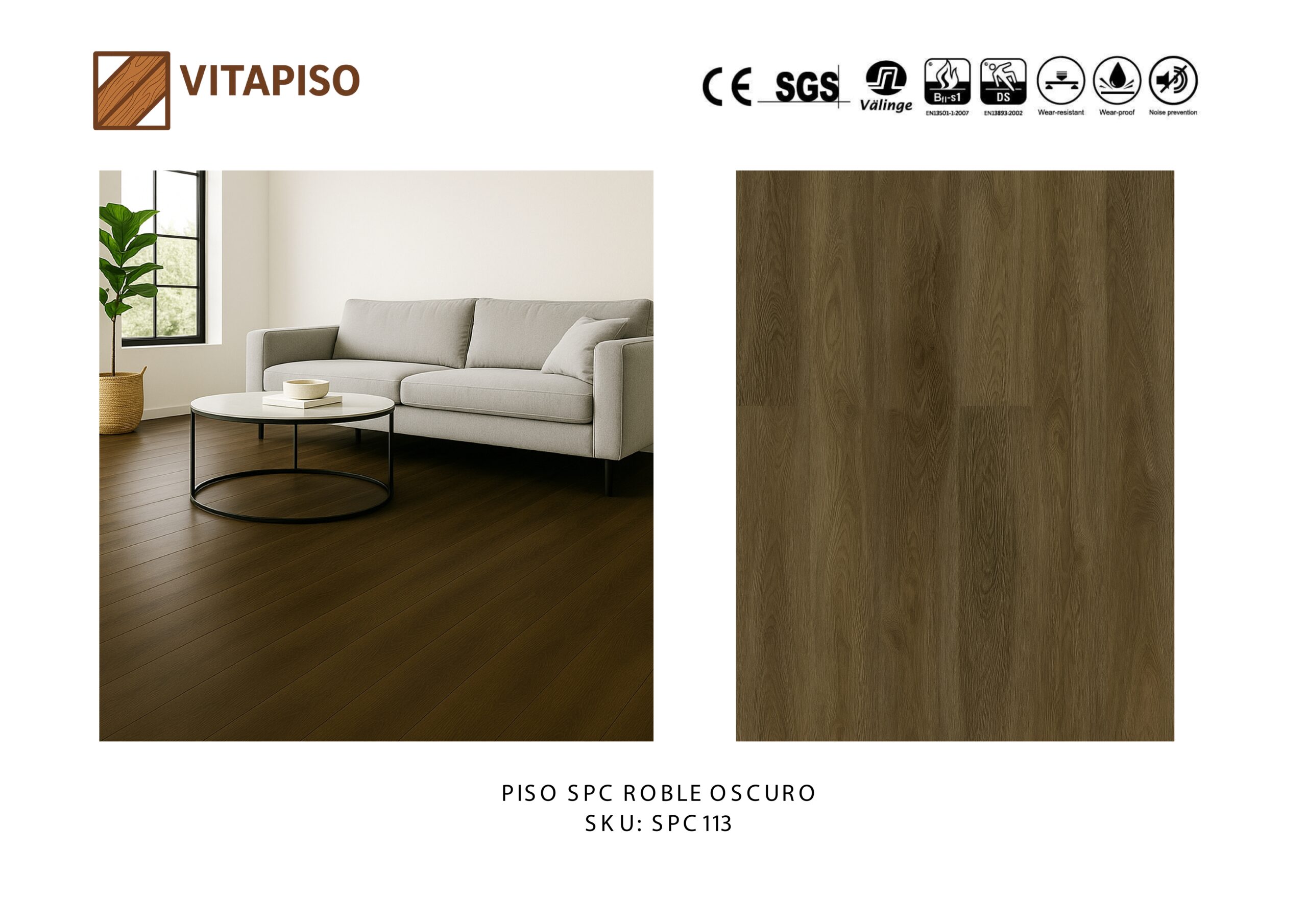 Piso SPC Roble Oscuro Caja 2.68 M2