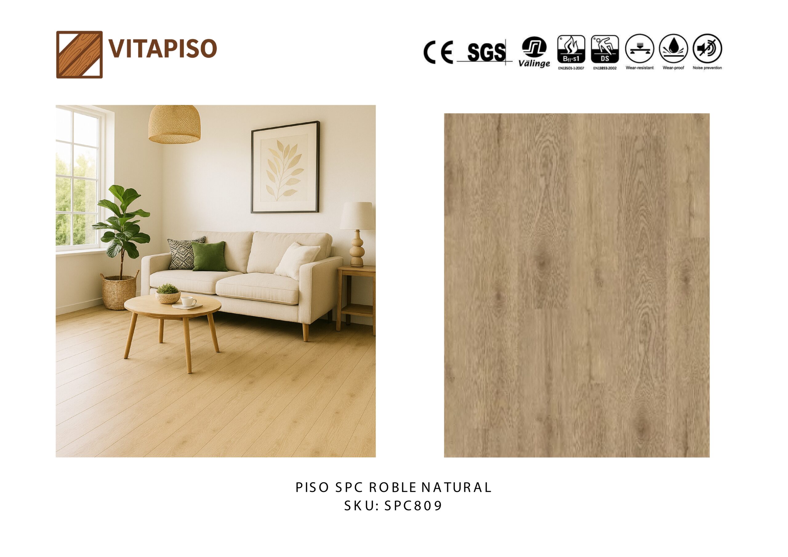 Piso SPC Roble Natural Caja 2.68 M2